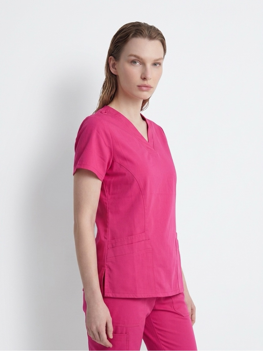 MediChic Mini Marilyn Hot Pink Stretch Scrub Set Size M